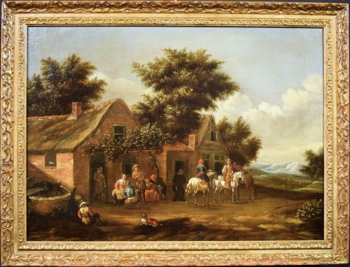 In the courtyard of the tavern - workshop of David Teniers II (1610-1690)